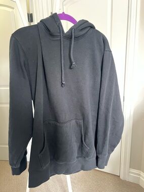 Muji Black Pullover Hoodie with Kangaroo Pocket